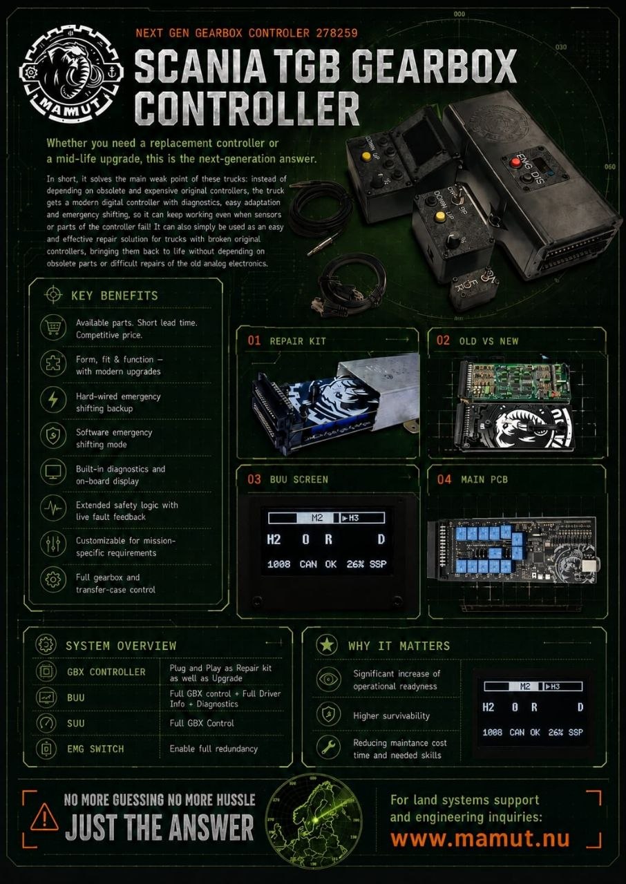 MAMUT Scania TGB gearbox controller flyer