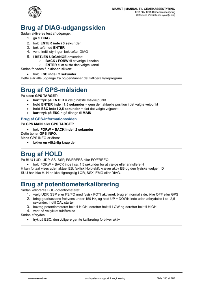 MAMUT TGB Manual page 106