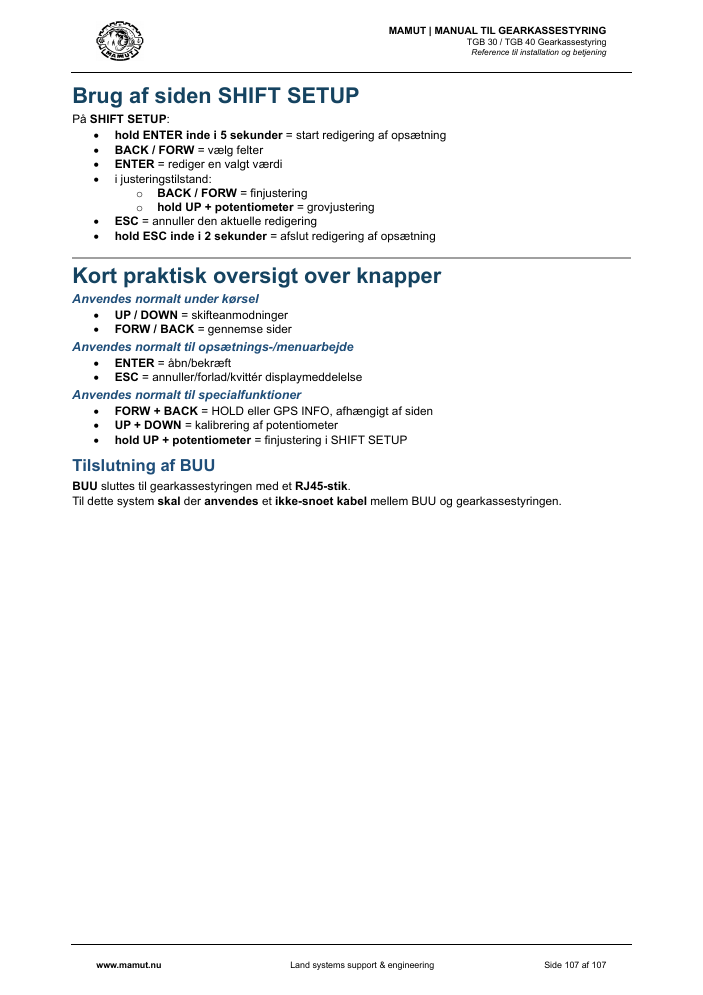 MAMUT TGB Manual page 107