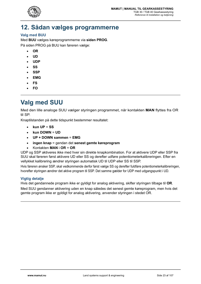 MAMUT TGB Manual page 23