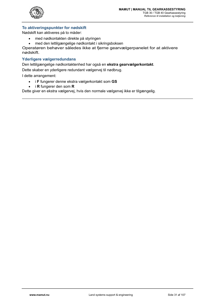 MAMUT TGB Manual page 31