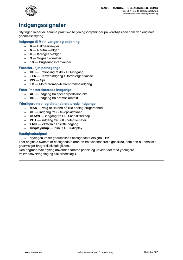 MAMUT TGB Manual page 6