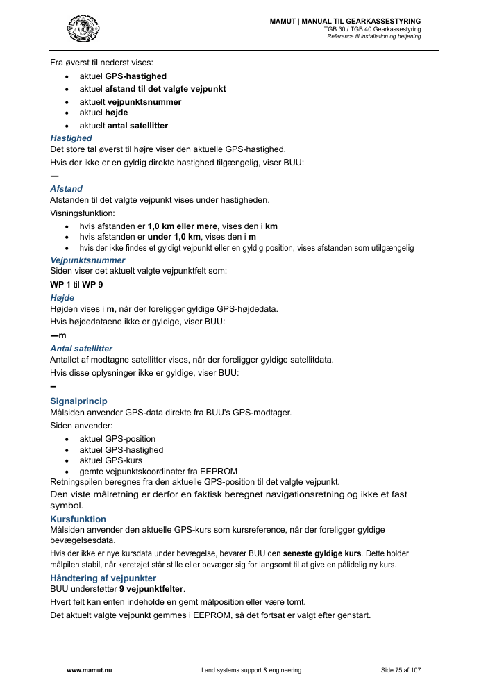 MAMUT TGB Manual page 75