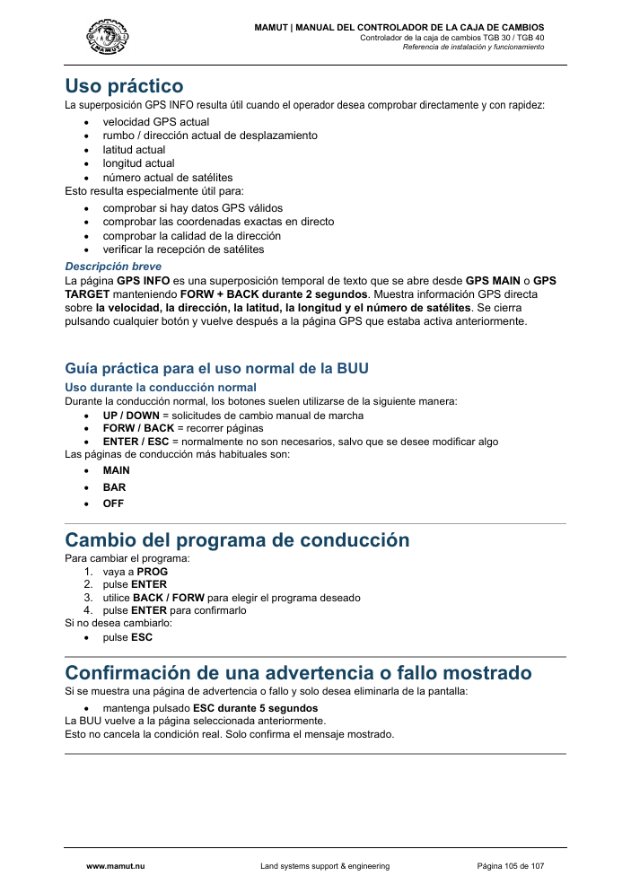 MAMUT TGB Manual page 105