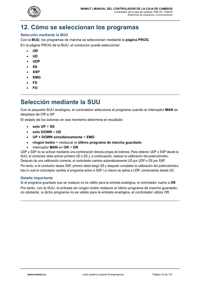 MAMUT TGB Manual page 23