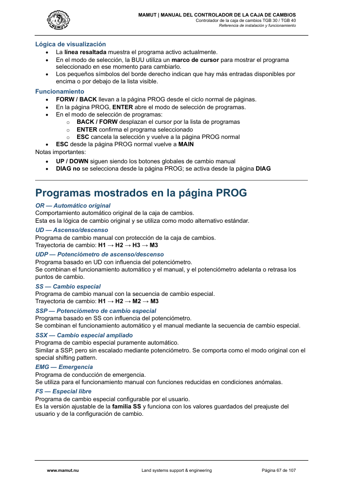 MAMUT TGB Manual page 67