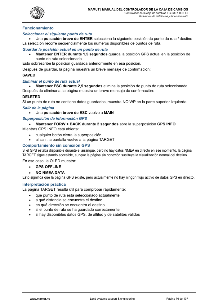 MAMUT TGB Manual page 76