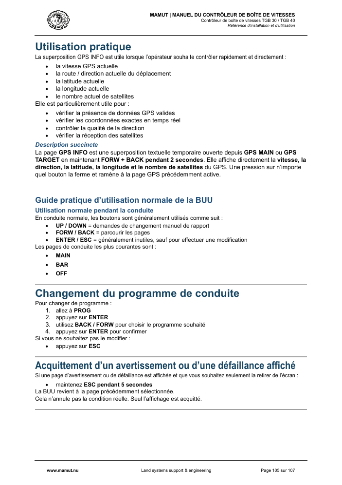 MAMUT TGB Manual page 105