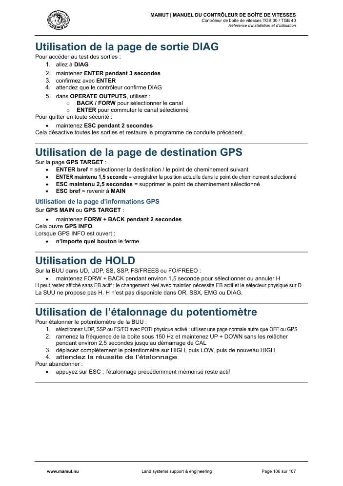MAMUT TGB Manual page 106