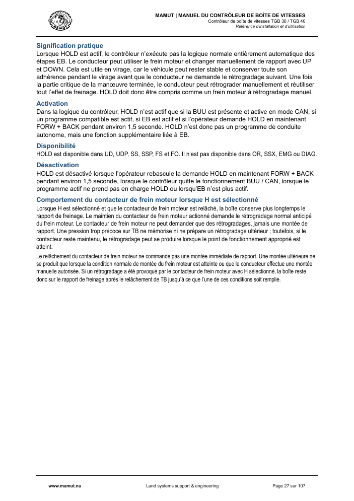 MAMUT TGB Manual page 27
