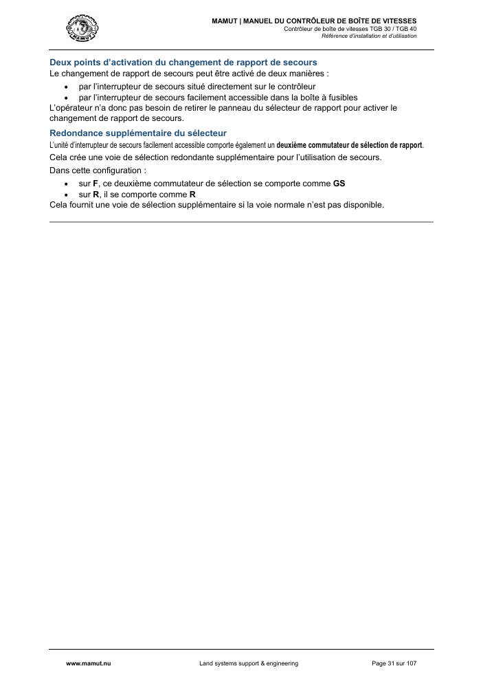 MAMUT TGB Manual page 31