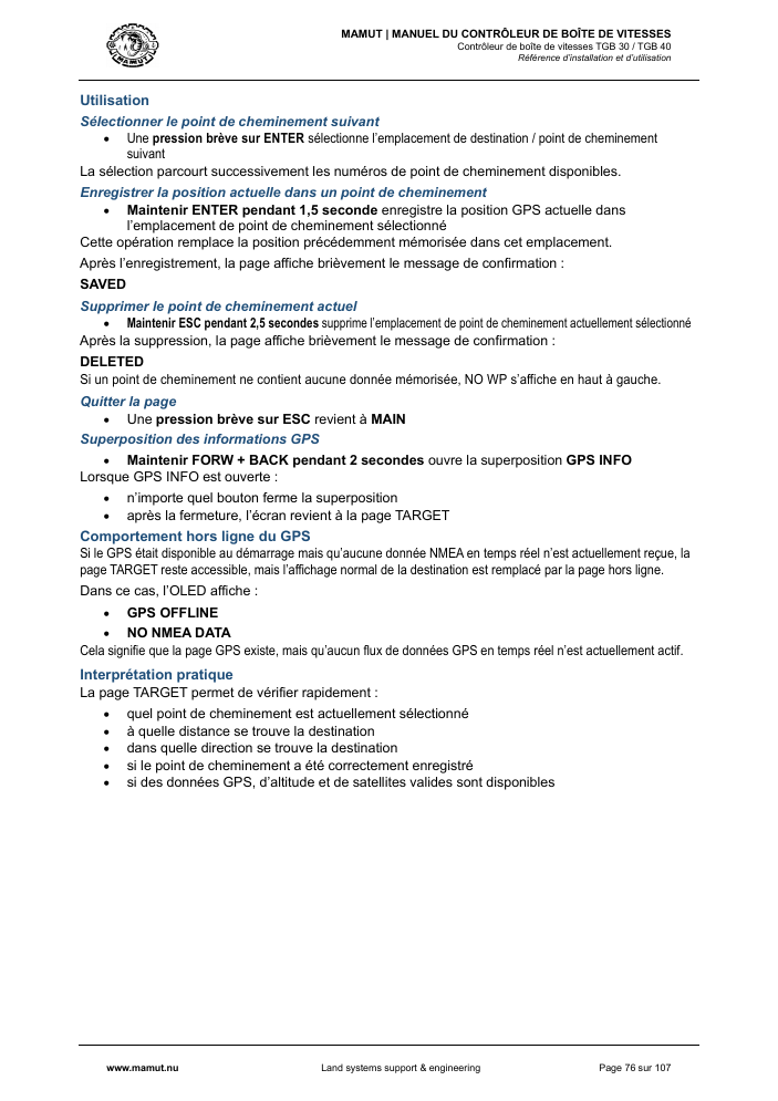 MAMUT TGB Manual page 76