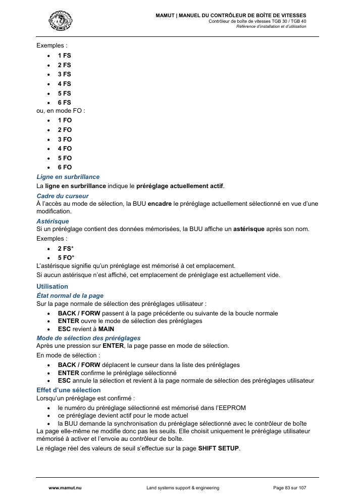 MAMUT TGB Manual page 83
