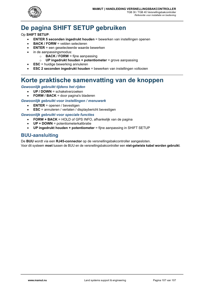 MAMUT TGB Manual page 107