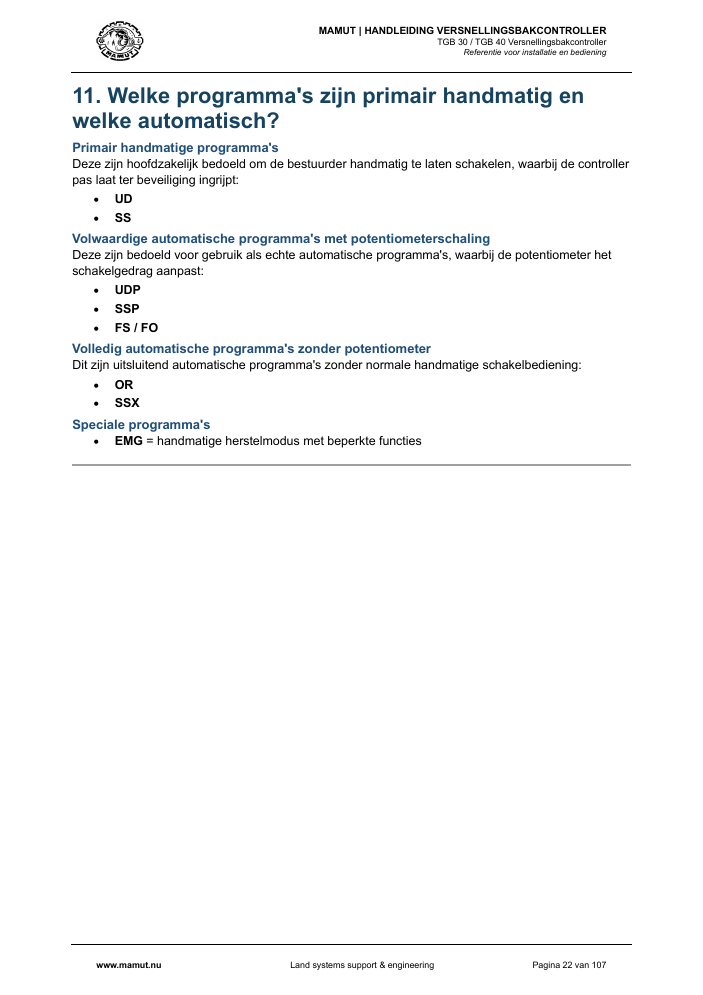 MAMUT TGB Manual page 22