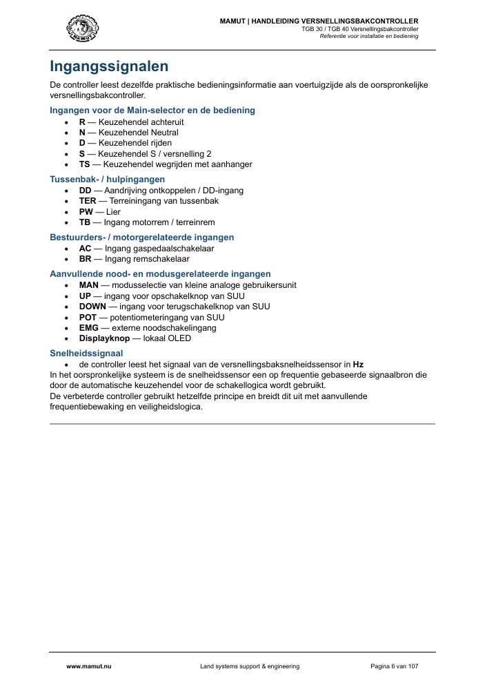MAMUT TGB Manual page 6
