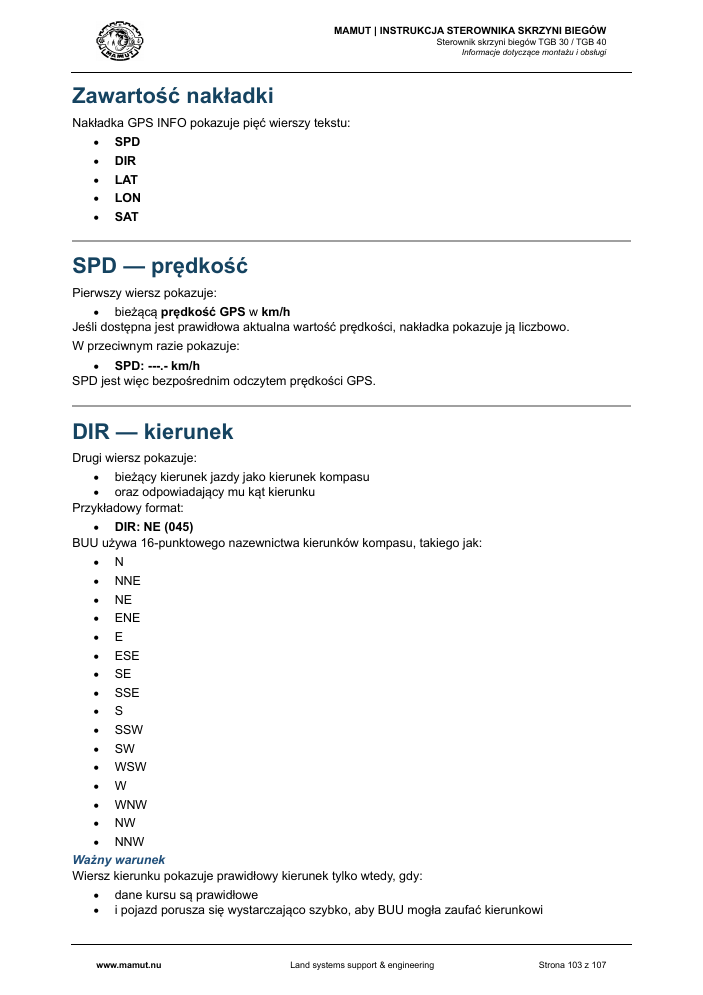 MAMUT TGB Manual page 103