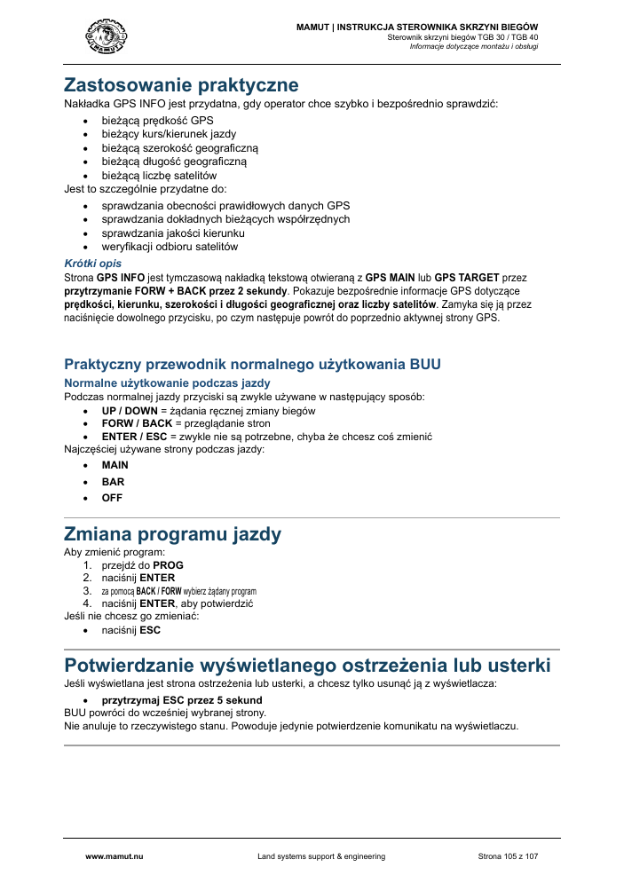 MAMUT TGB Manual page 105
