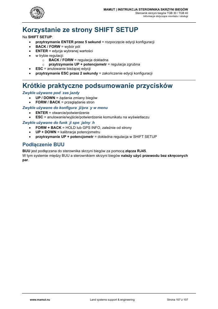 MAMUT TGB Manual page 107