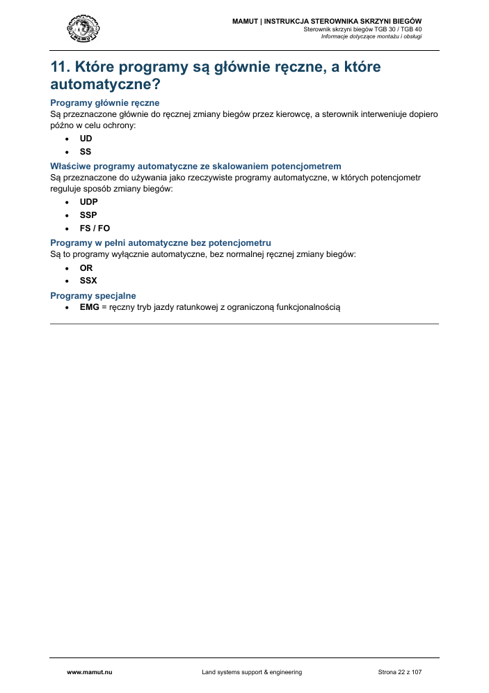 MAMUT TGB Manual page 22