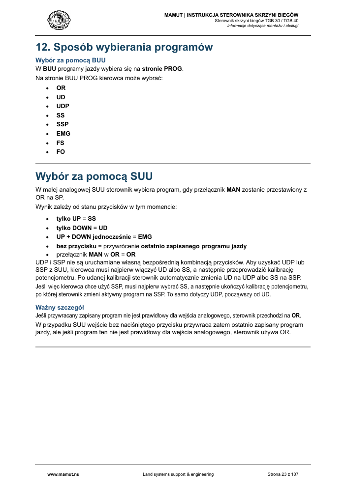 MAMUT TGB Manual page 23