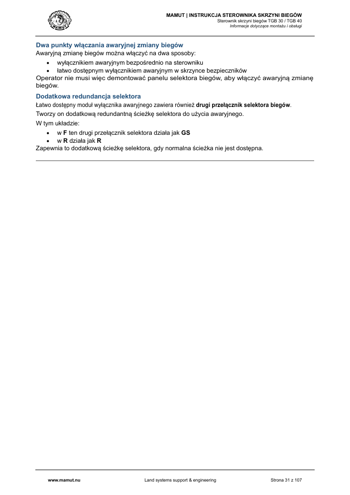 MAMUT TGB Manual page 31