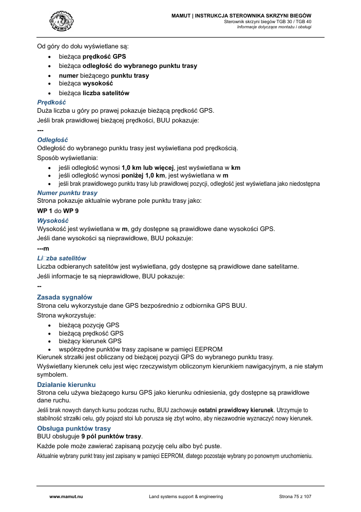 MAMUT TGB Manual page 75