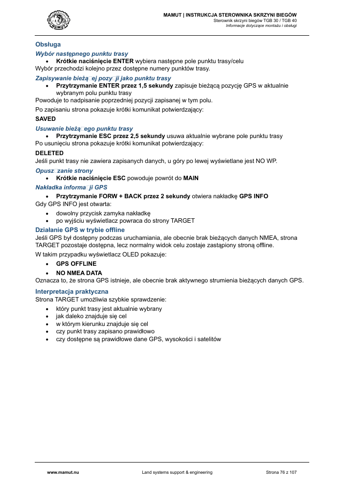 MAMUT TGB Manual page 76