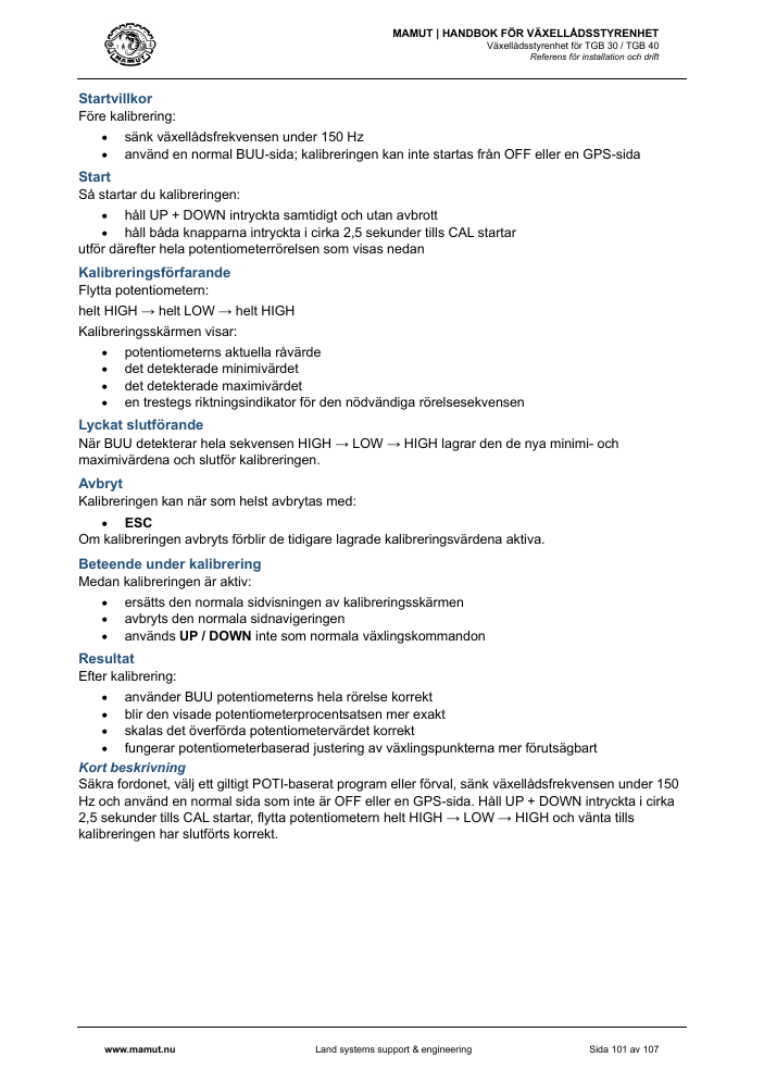 MAMUT TGB Manual page 101