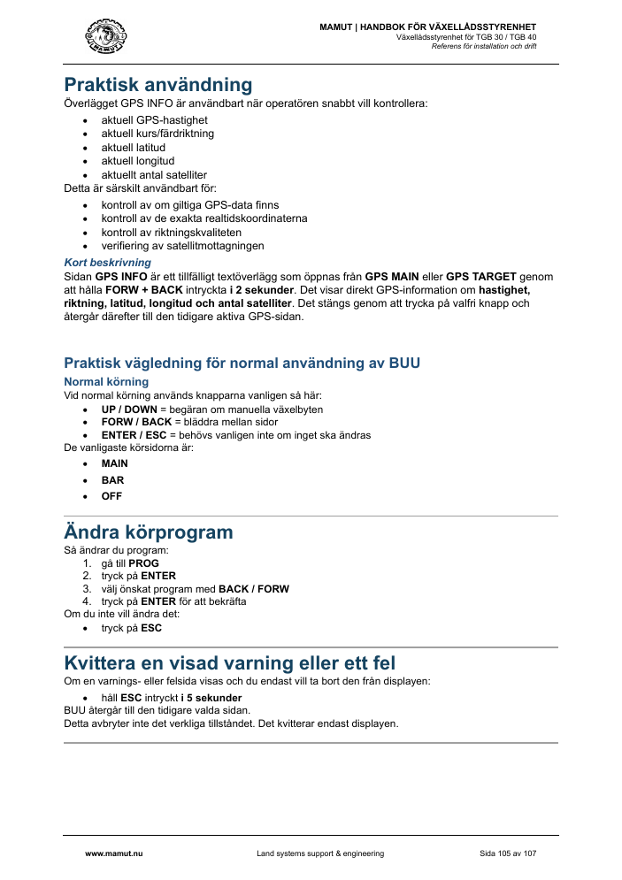 MAMUT TGB Manual page 105