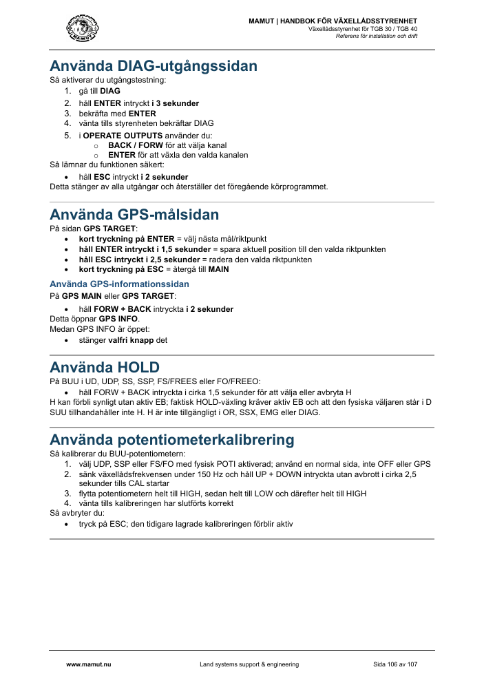 MAMUT TGB Manual page 106