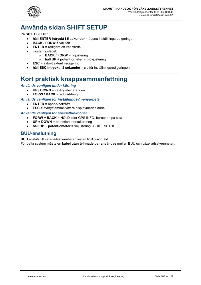 MAMUT TGB Manual page 107