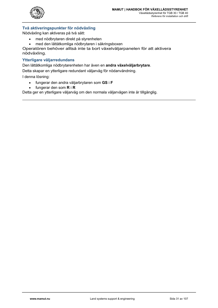 MAMUT TGB Manual page 31