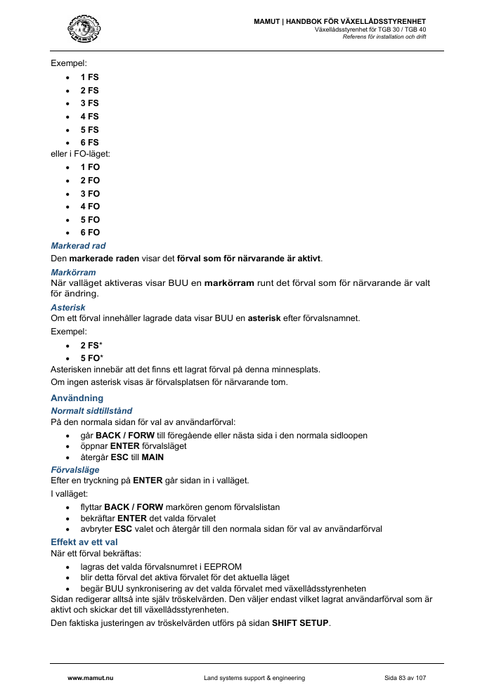 MAMUT TGB Manual page 83