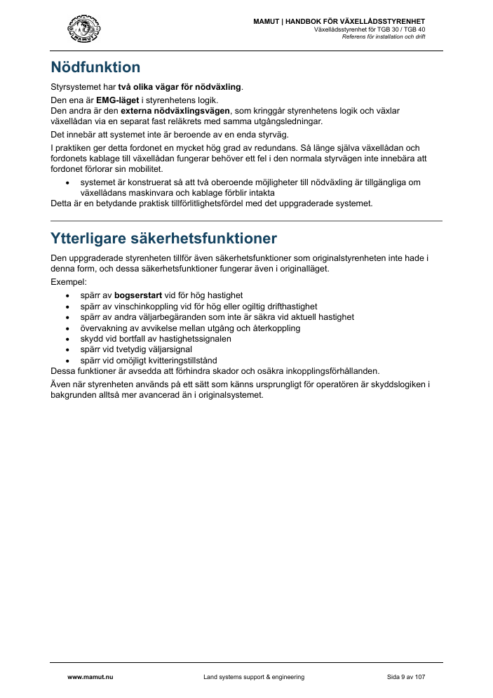 MAMUT TGB Manual page 9