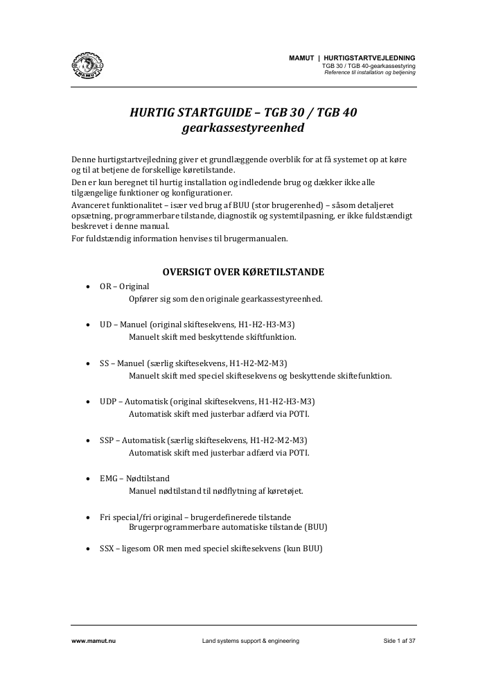 TGB Quick Start Guide page 1