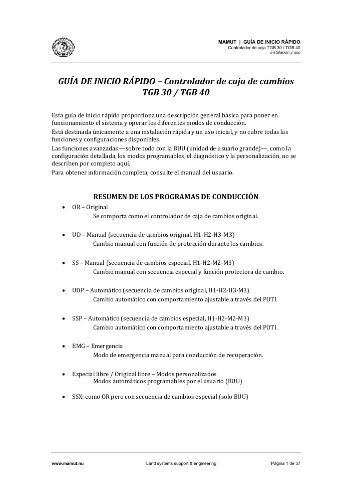 TGB Quick Start Guide page 1