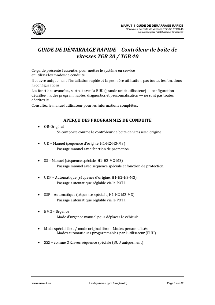 TGB Quick Start Guide page 1