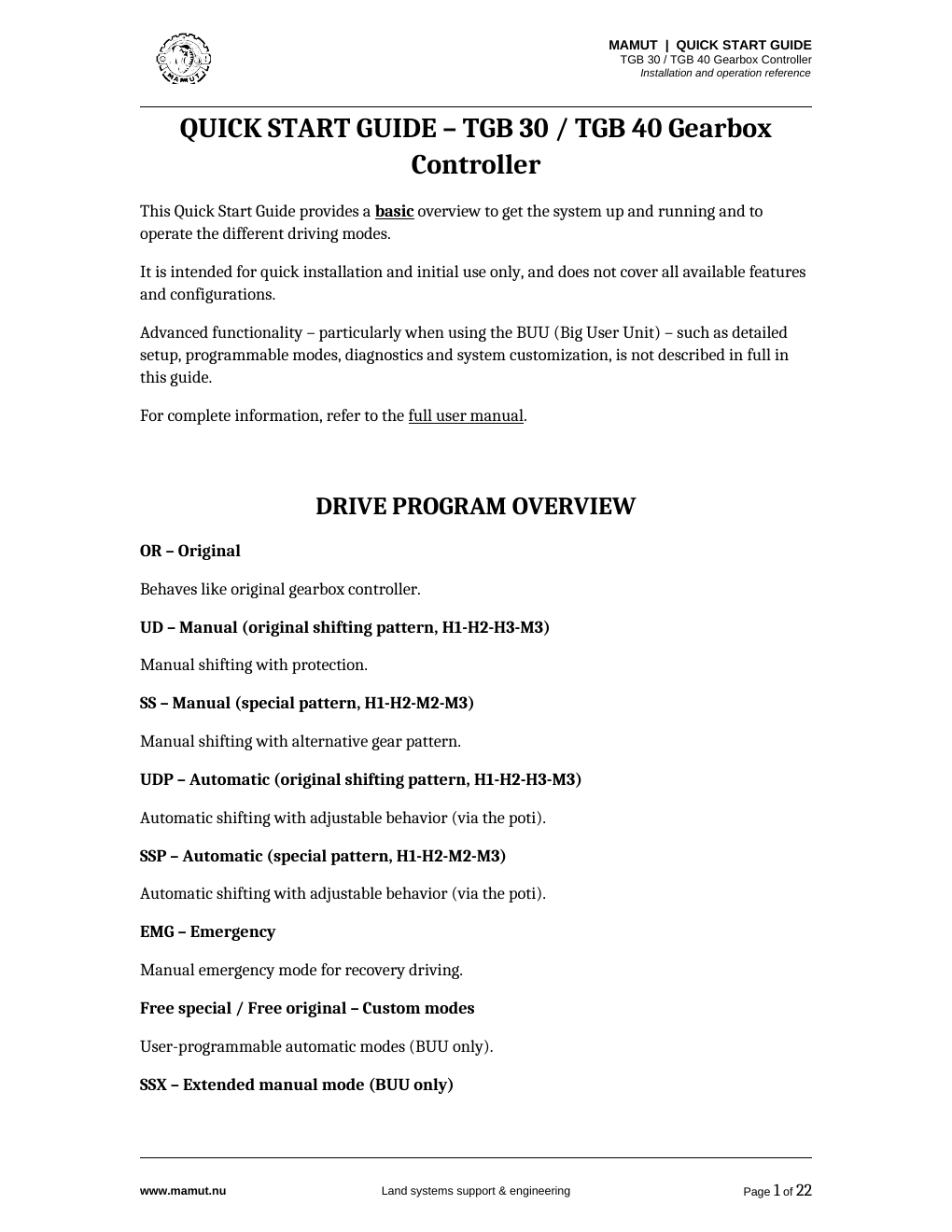 TGB quick start guide page 1